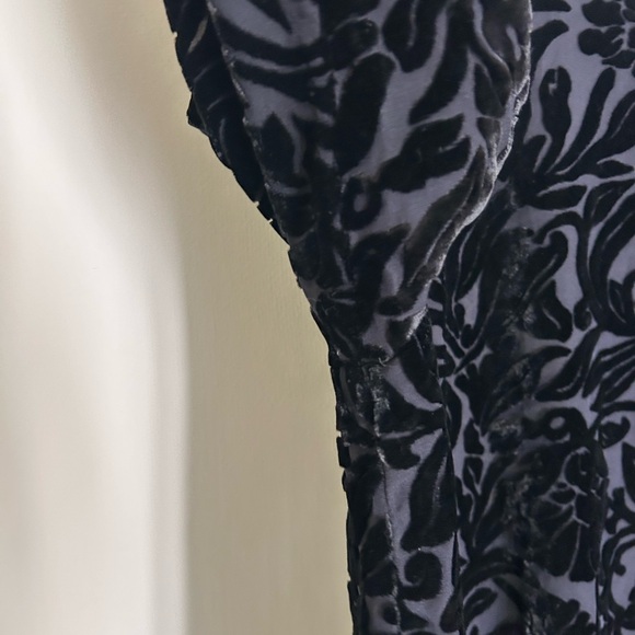 VINTAGE LAURA ASHLEY 90s Burnout Velvet Sheer Button Top Whimsigoth Witchy Sz XL - Picture 7 of 11